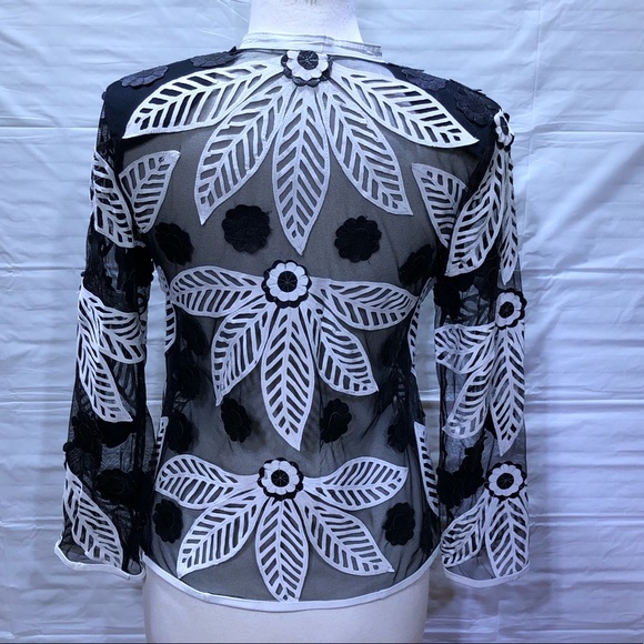 Black and white leather and mesh jacket - Picture 5 of 8